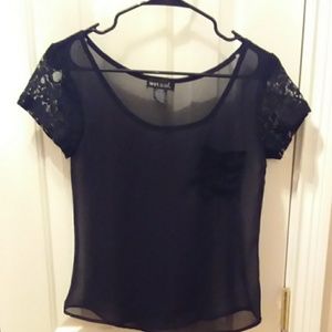 3/$6 Wet Seal black sheer shirt sz XS